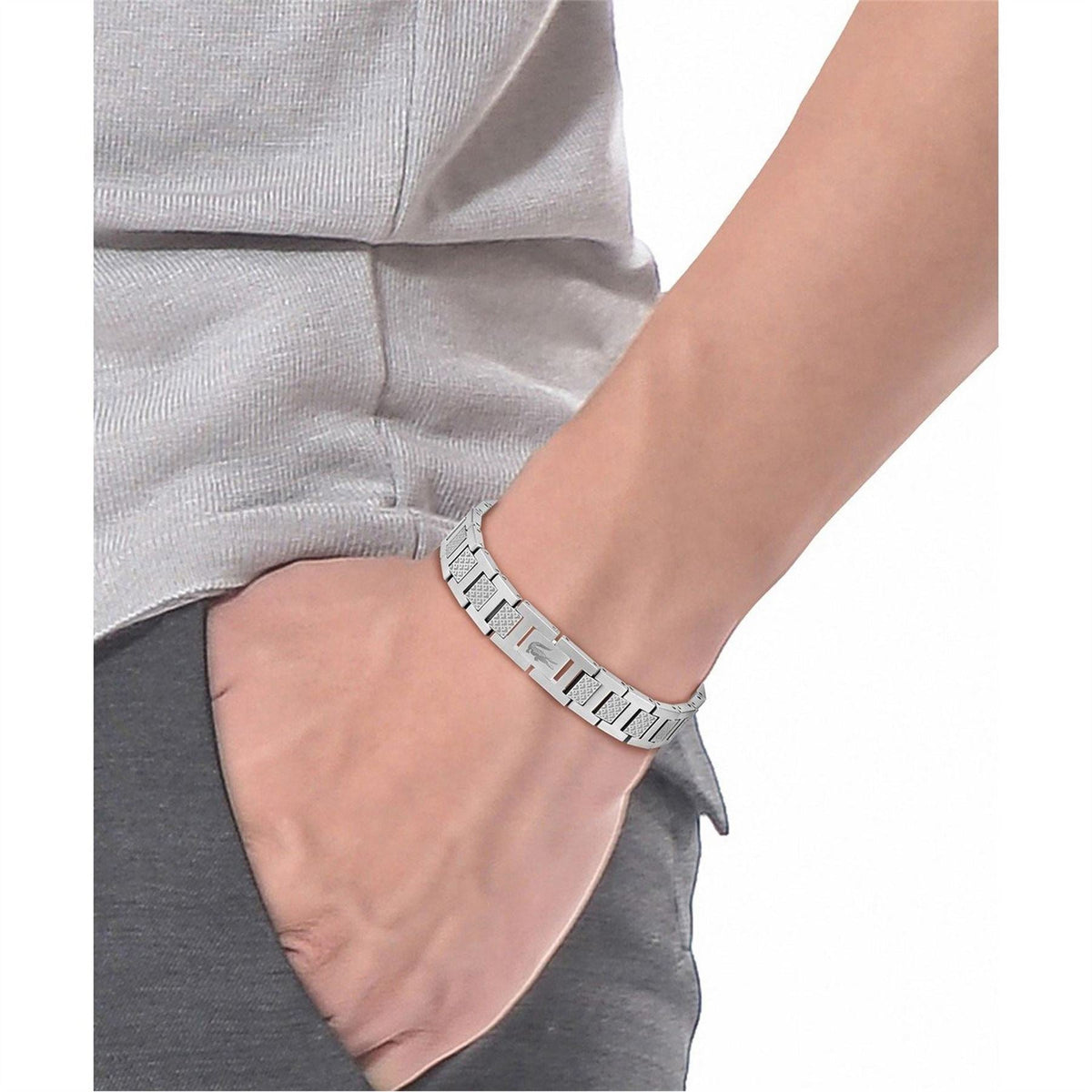 Lacoste Mens Metropole Stainless Steel Metal Link Bracelet