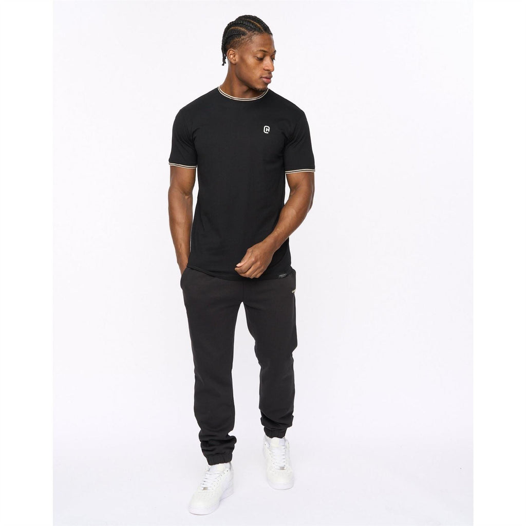 Crosshatch Preece Hem Label Patch Crew Neck Short Sleeve T-Shirt