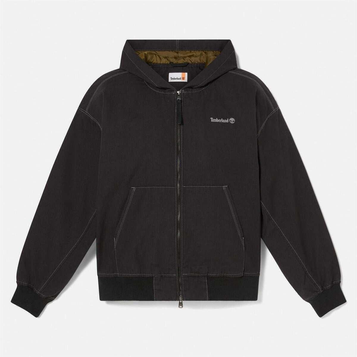 Timberland Solid Patterned Hooded Ribbed Cuff Overshirt