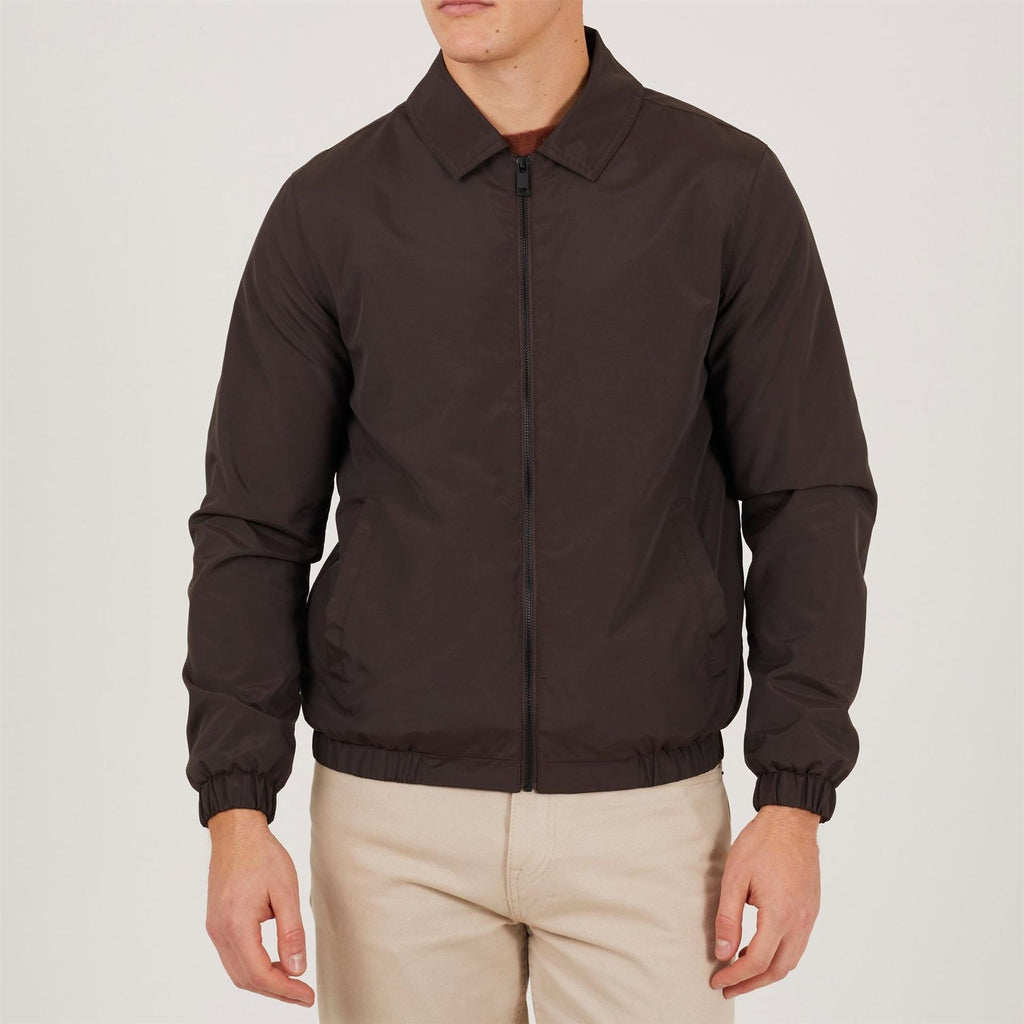 Brave Soul Mens Lightweight Brown Harrington Jacket