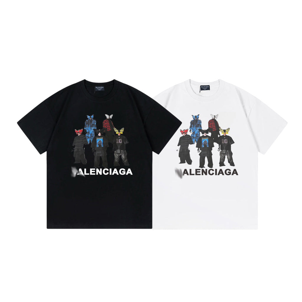 Balenciaga Masked Characters T-Shirt in Black & White