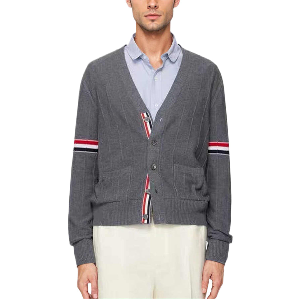 Thom Browne Premium Zip-Up Hooded Knit Sweater Coat