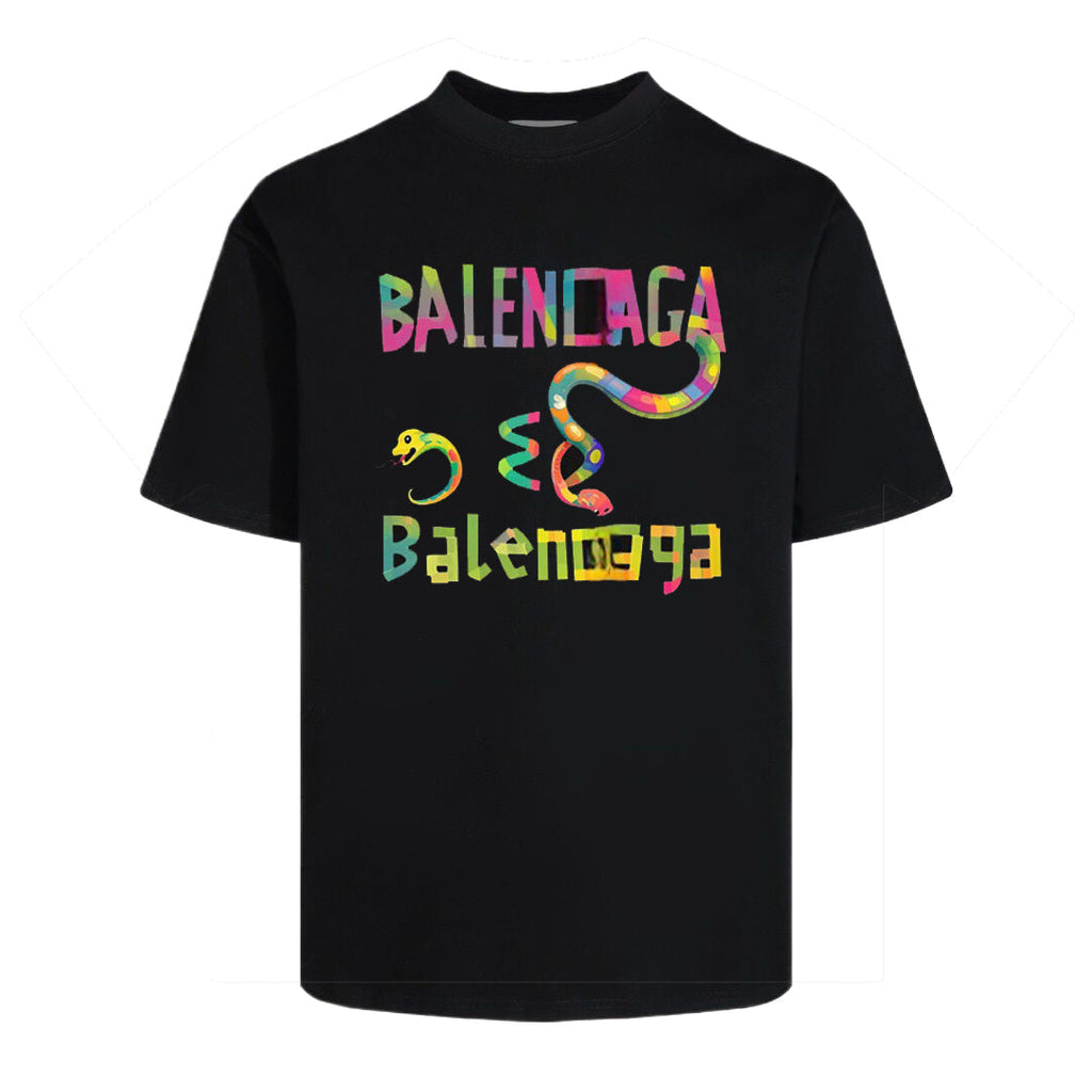 Balenciaga Rainbow Lettering Snake Graphic T-Shirt in 5 Colors