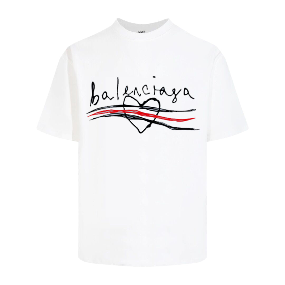Balenciaga Heart Scribble Logo T-Shirt in 4 Colors
