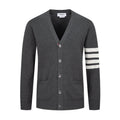 Classic Four-Bar Stripe Cardigan - Japanese Cotton Knit