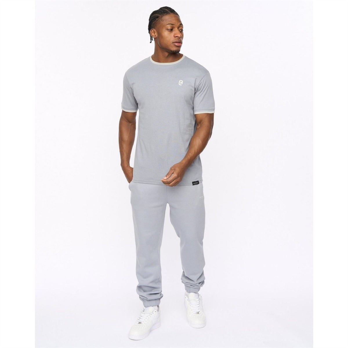 Crosshatch Preece Hem Label Patch Crew Neck Short Sleeve T-Shirt