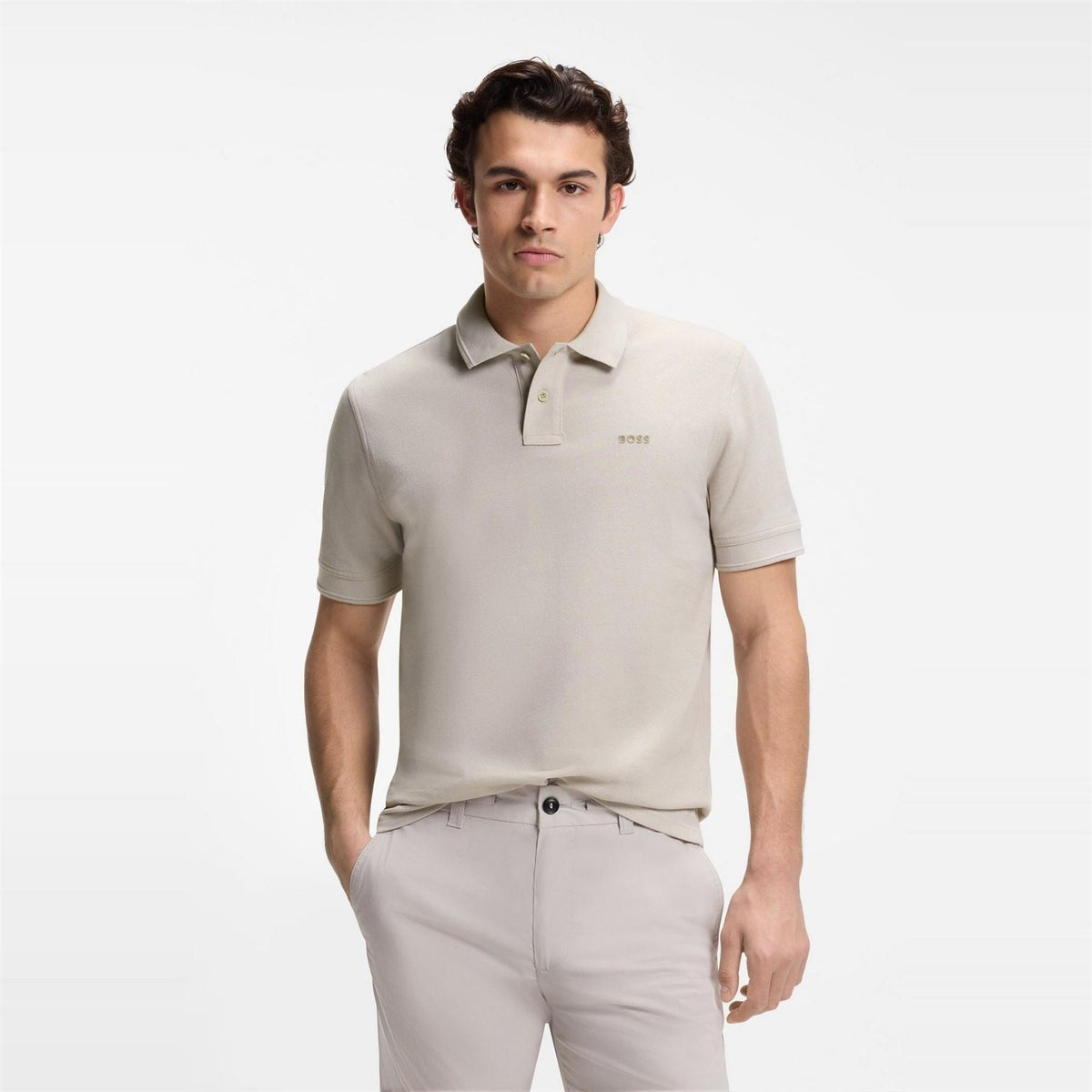 Hugo Wordmark Collared Neck Short Sleeve Polo Shirt