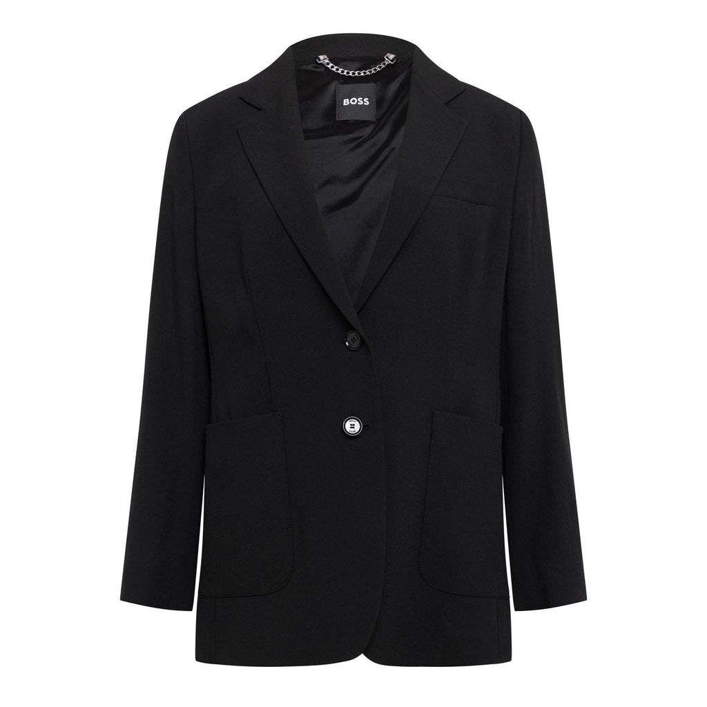 Boss Solid Patterned Lapel Collared Woven Cuff Blazer