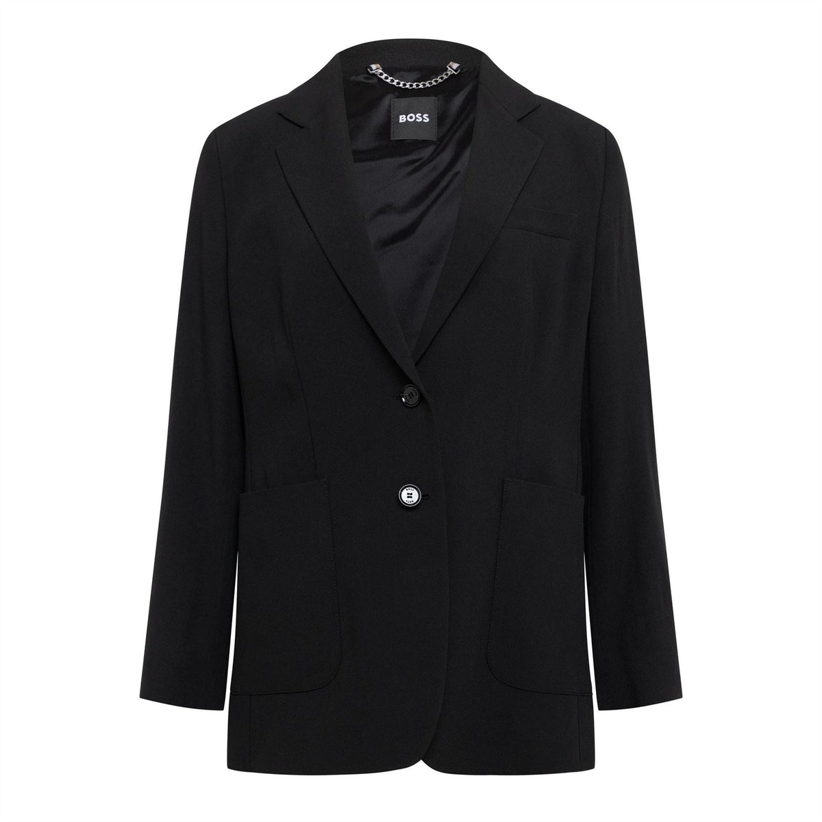 Boss Solid Patterned Lapel Collared Woven Cuff Blazer
