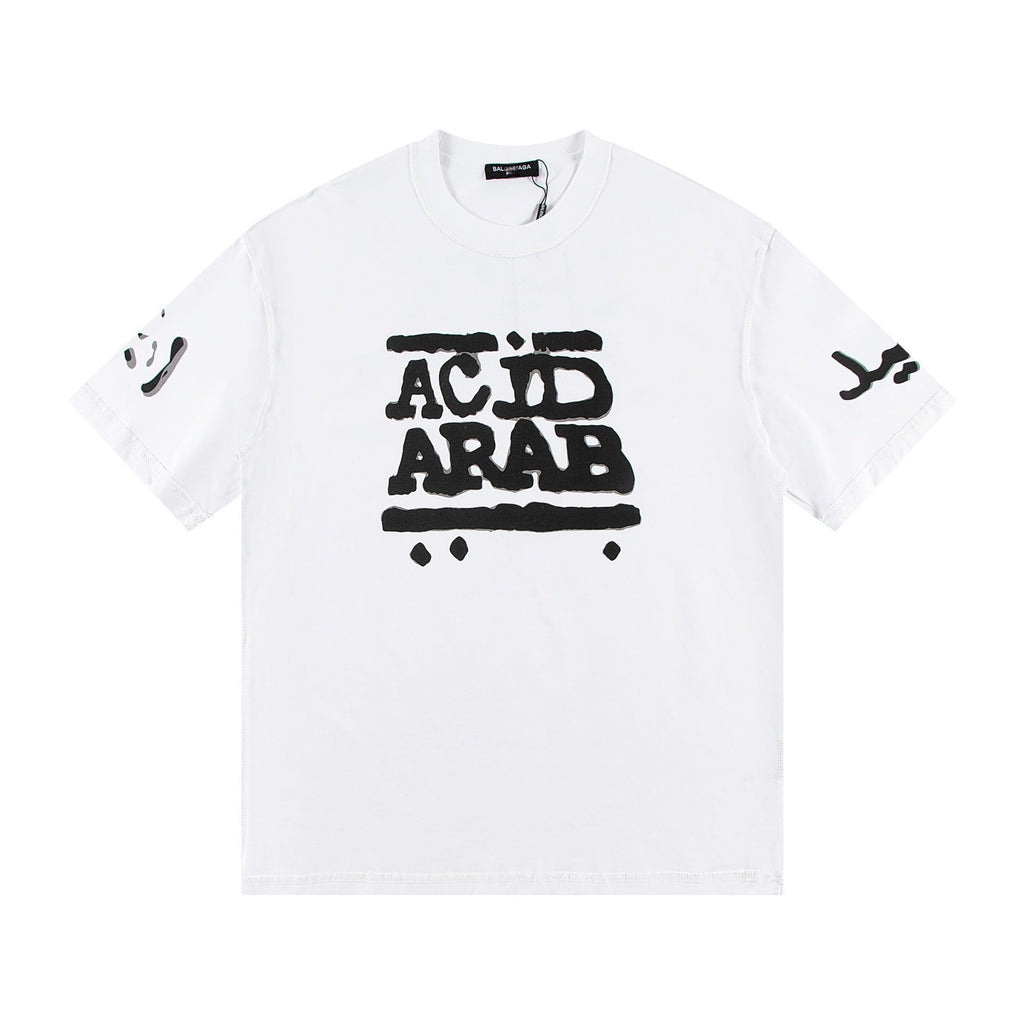 Balenciaga Acid Arab Brush Lettering T-Shirt in Black & White