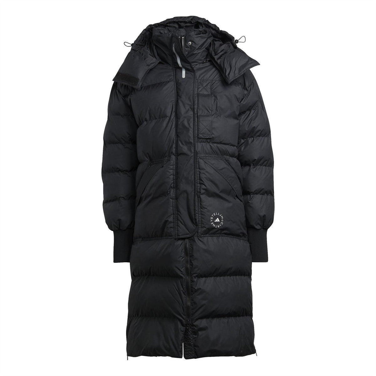adidas Stella Hooded Oversize Fit Ribbed Cuff Puffer Coat