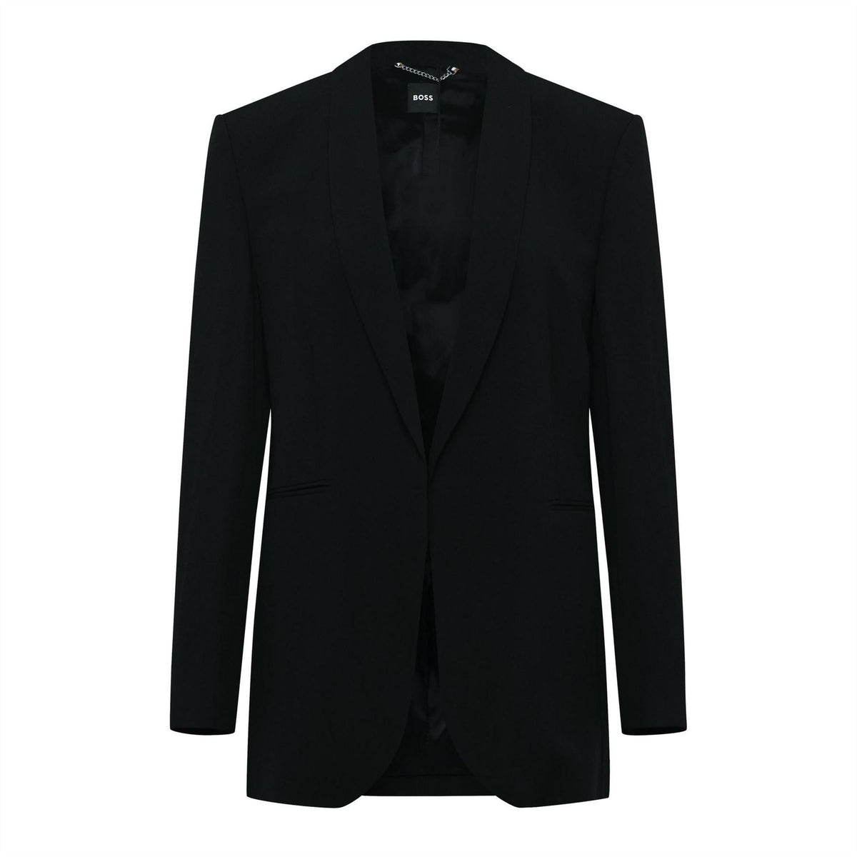 Boss Solid Patterned Lapel Collared Blazer