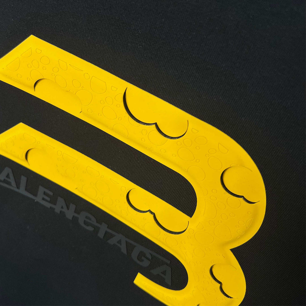 Balenciaga Yellow B Graphic T-Shirt in Black & White