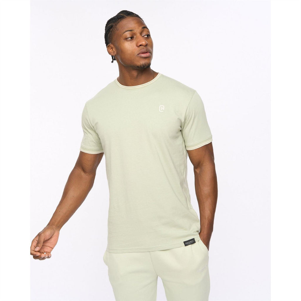 Crosshatch Preece Hem Label Patch Crew Neck Short Sleeve T-Shirt