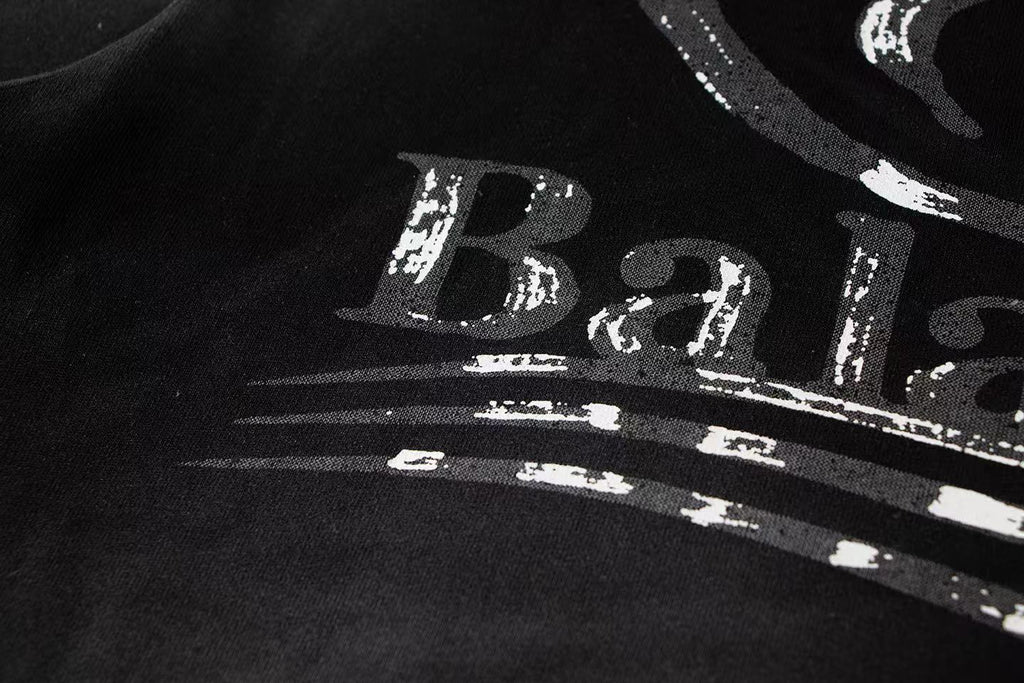 Balenciaga Metallic B Crest Washed T-Shirt in Black & White