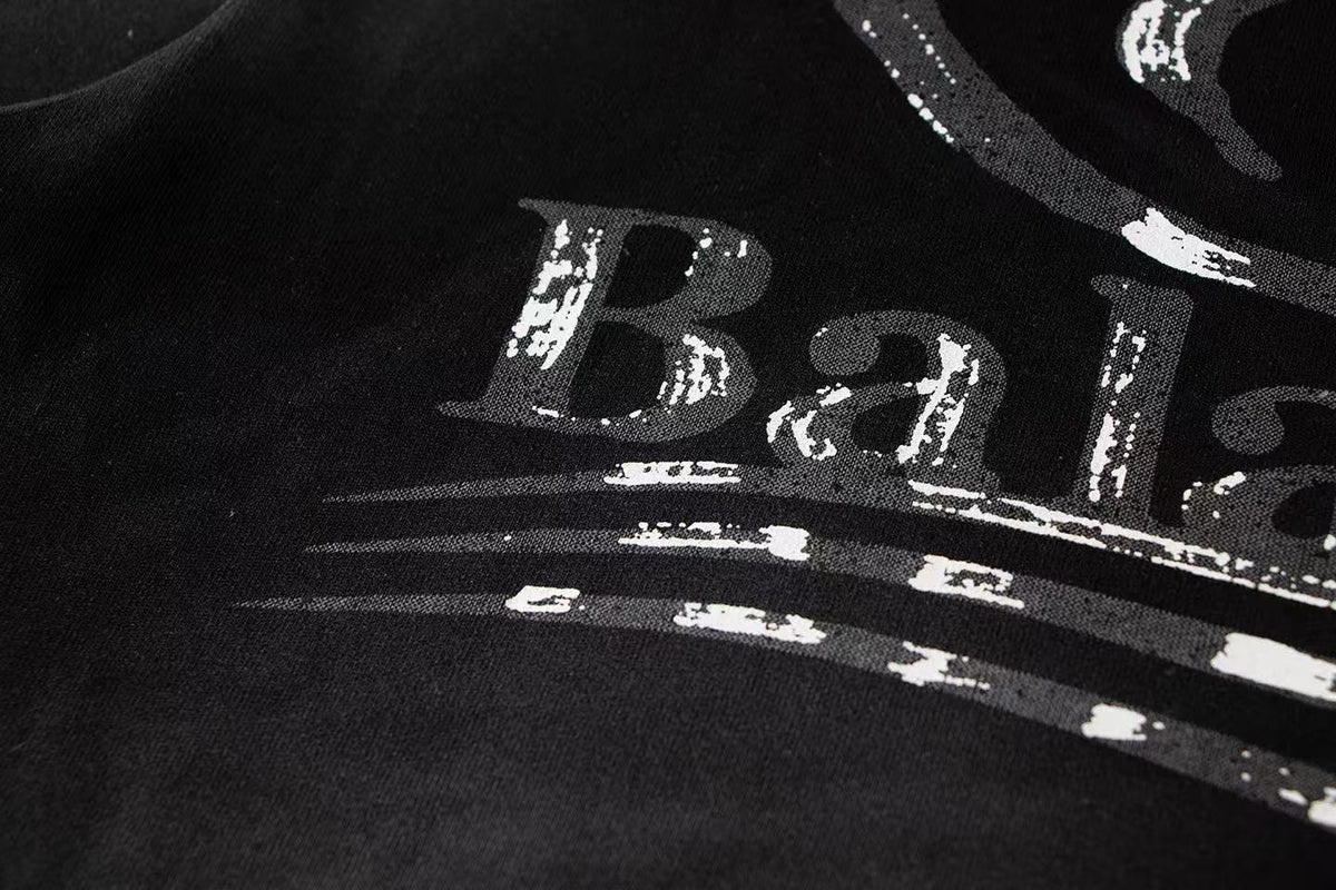 Balenciaga Metallic B Crest Washed T-Shirt in Black & White