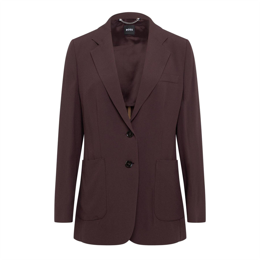 Boss Solid Patterned Lapel Collared Woven Cuff Blazer