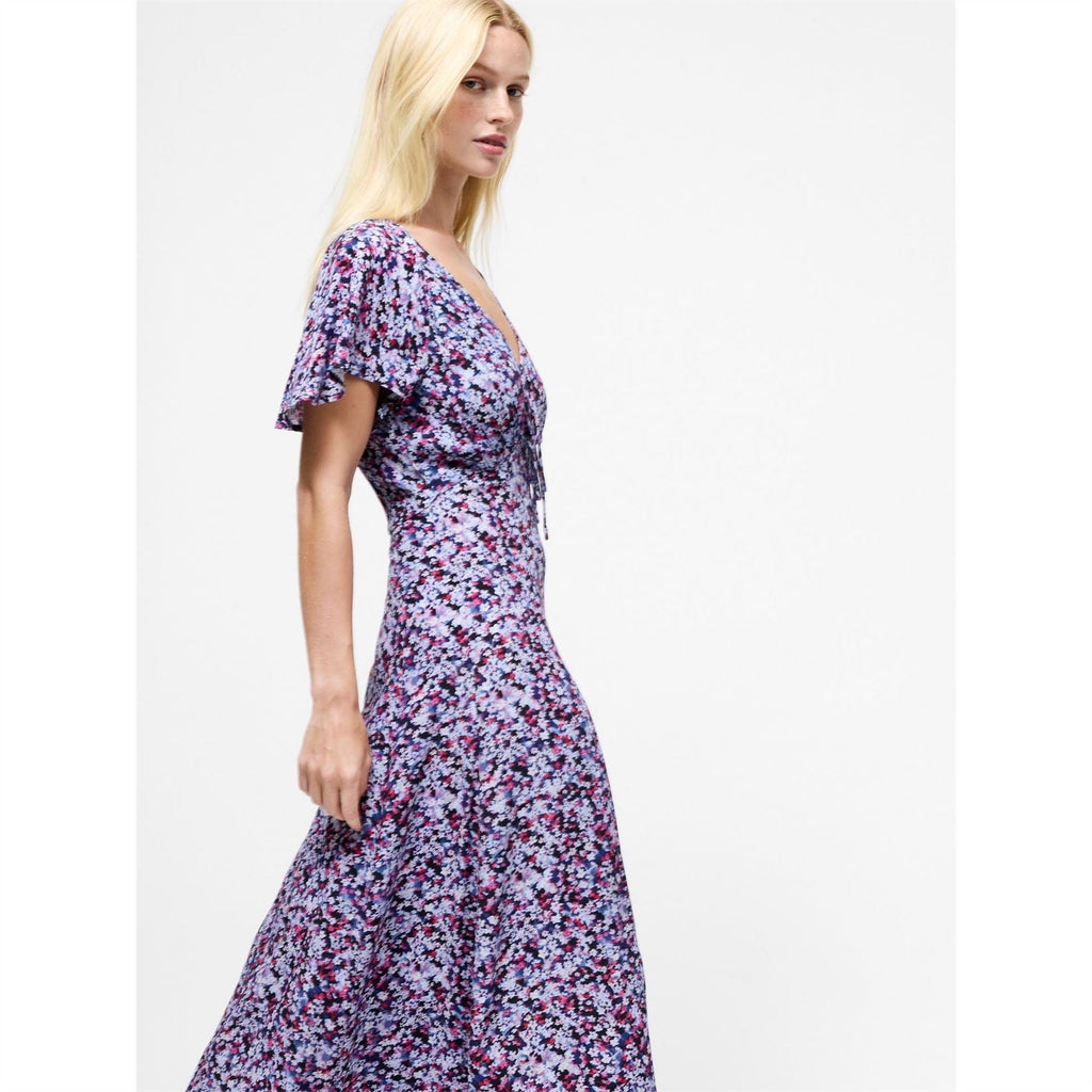 French Connection Lizzy V-Neck Midi Fit and Flare Dress