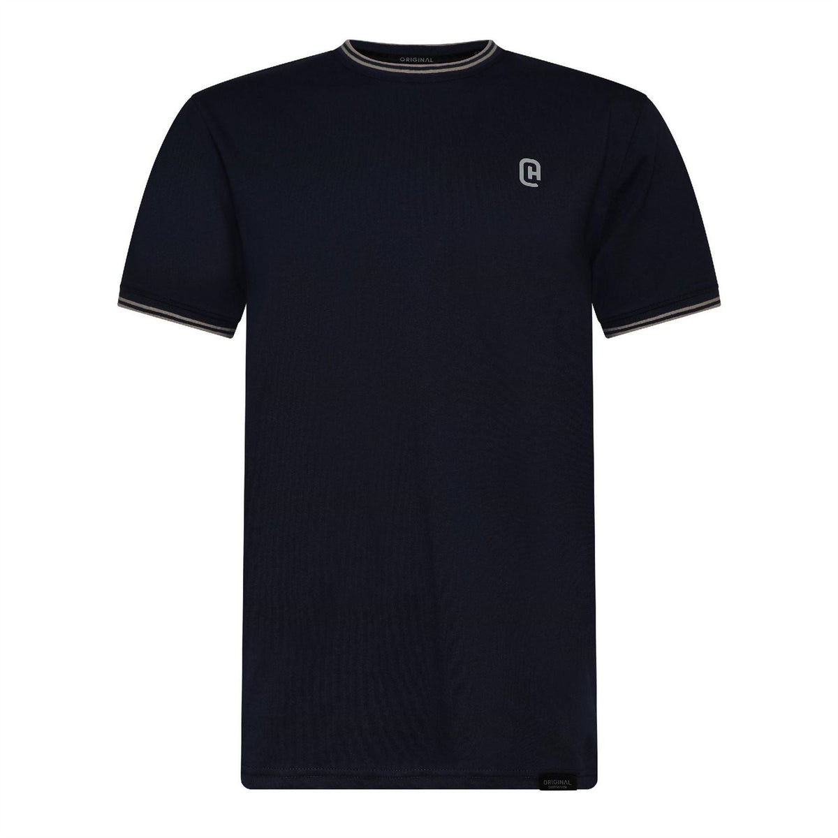Crosshatch Preece Hem Label Patch Crew Neck Short Sleeve T-Shirt