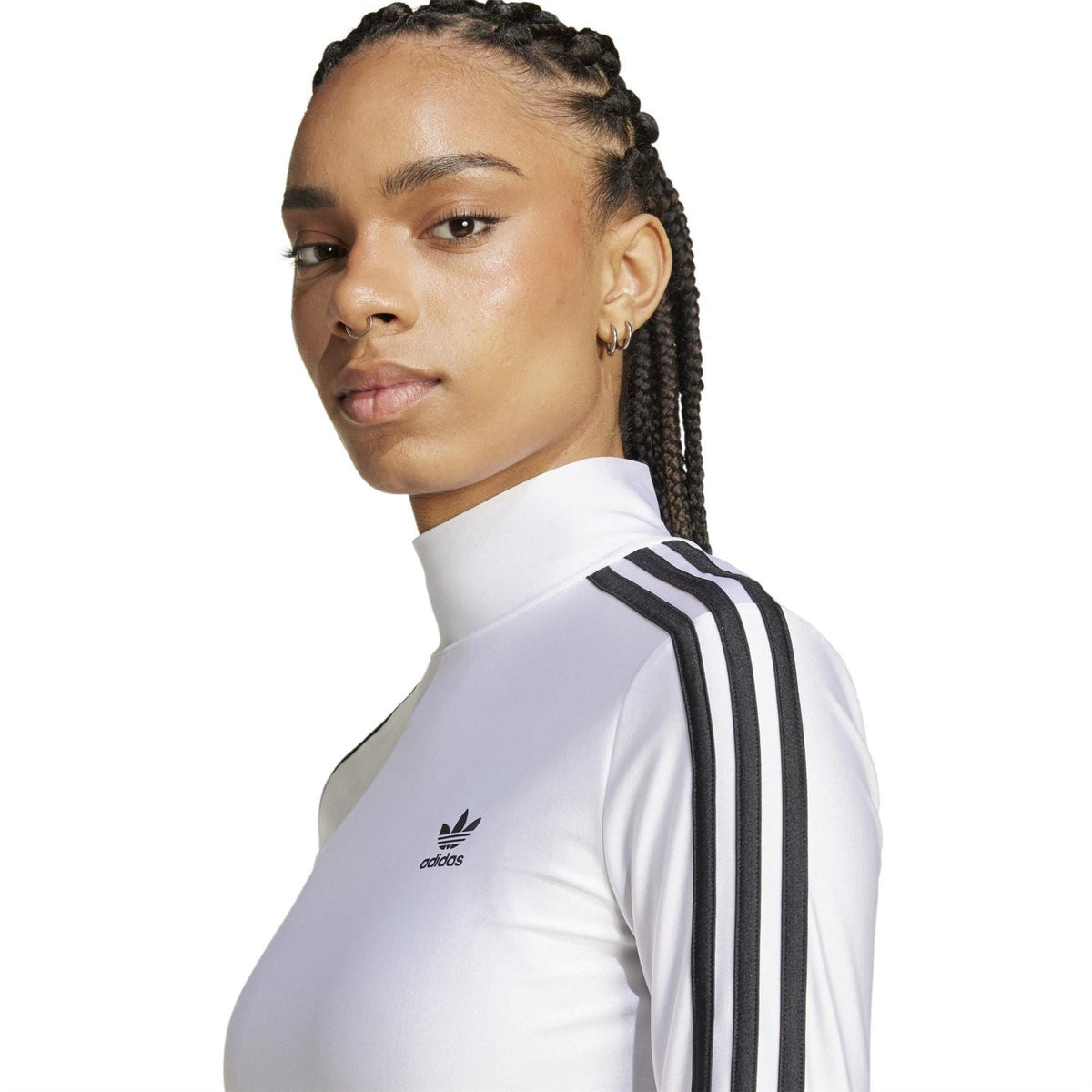 adidas Originals Slim Fit Mock Neck Long Sleeve T-Shirt