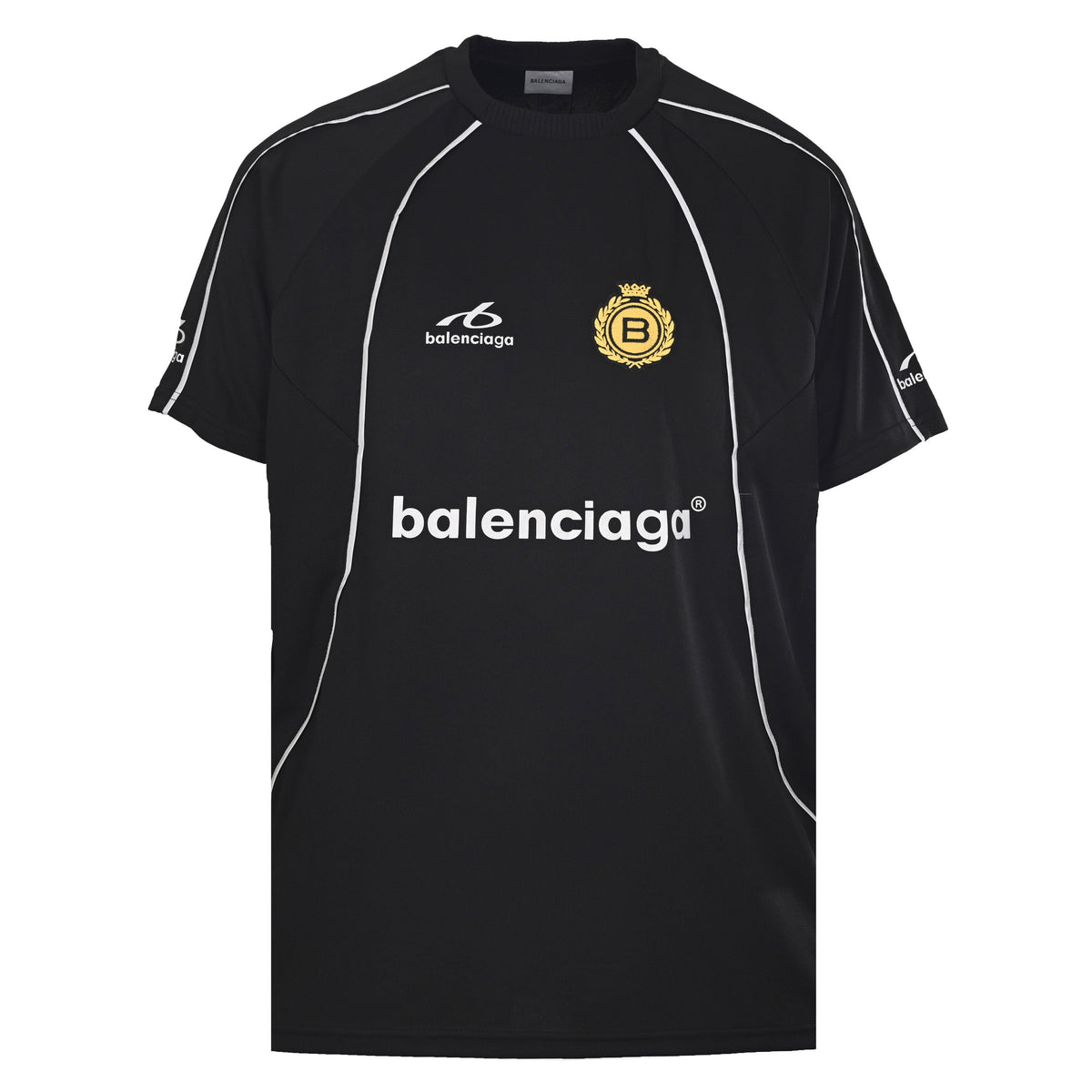 Balenciaga Soccer Jersey Crest T-Shirt in Black & Blue