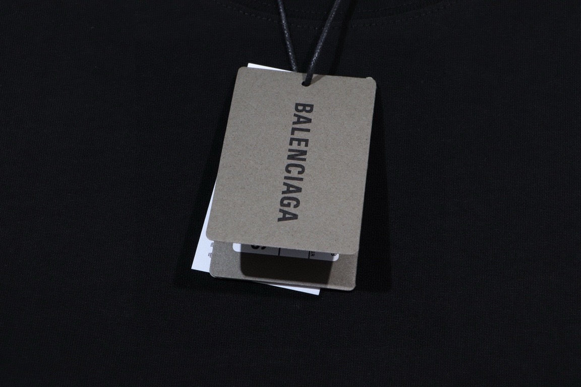 Balenciaga Distressed Lowercase Logo T-Shirt in Black & White