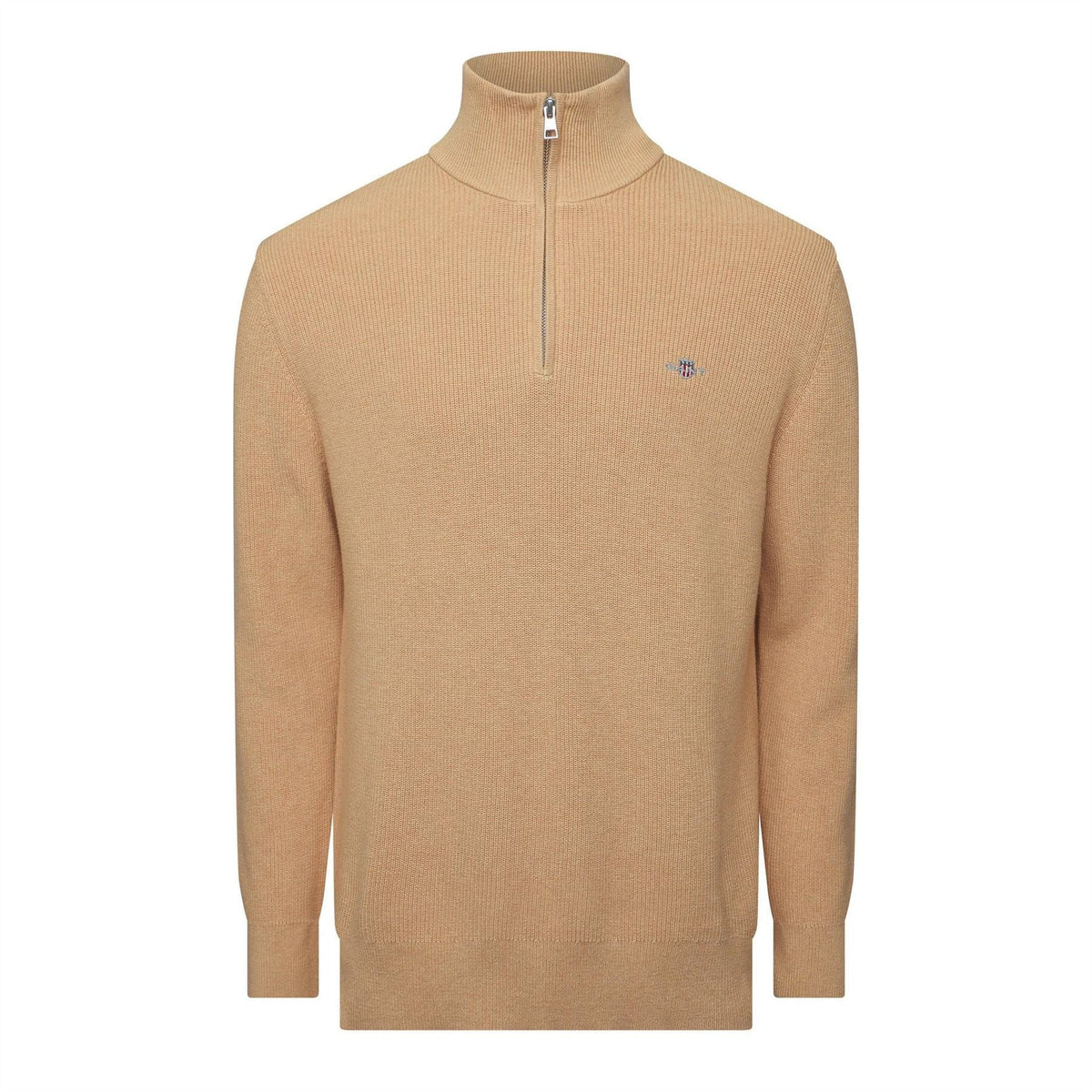 Gant Merino Zip Neck High Collar Long Sleeve Sweater