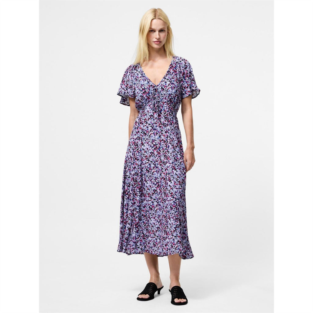 French Connection Lizzy V-Neck Midi Fit and Flare Dress
