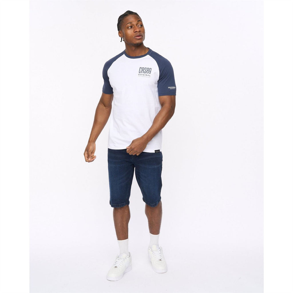 Crosshatch Bretsby Printed Logo Crew Neck Raglan Sleeve Baseball T-Shirt