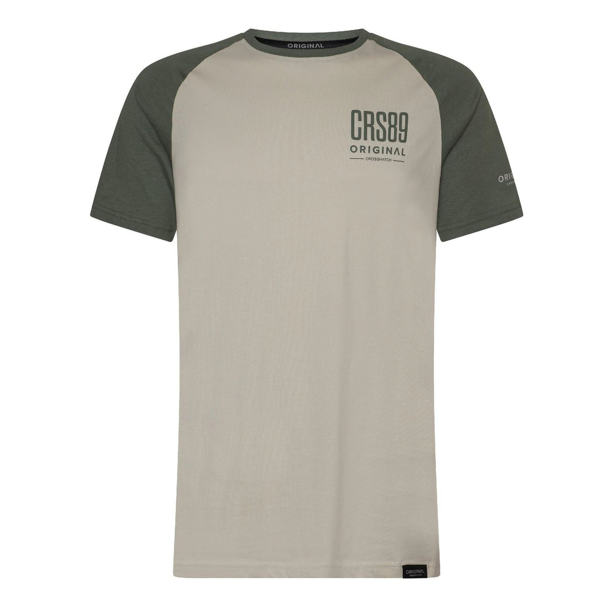 Crosshatch Bretsby Printed Logo Crew Neck Raglan Sleeve Baseball T-Shirt