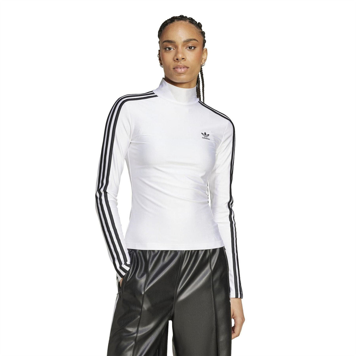 adidas Originals Slim Fit Mock Neck Long Sleeve T-Shirt