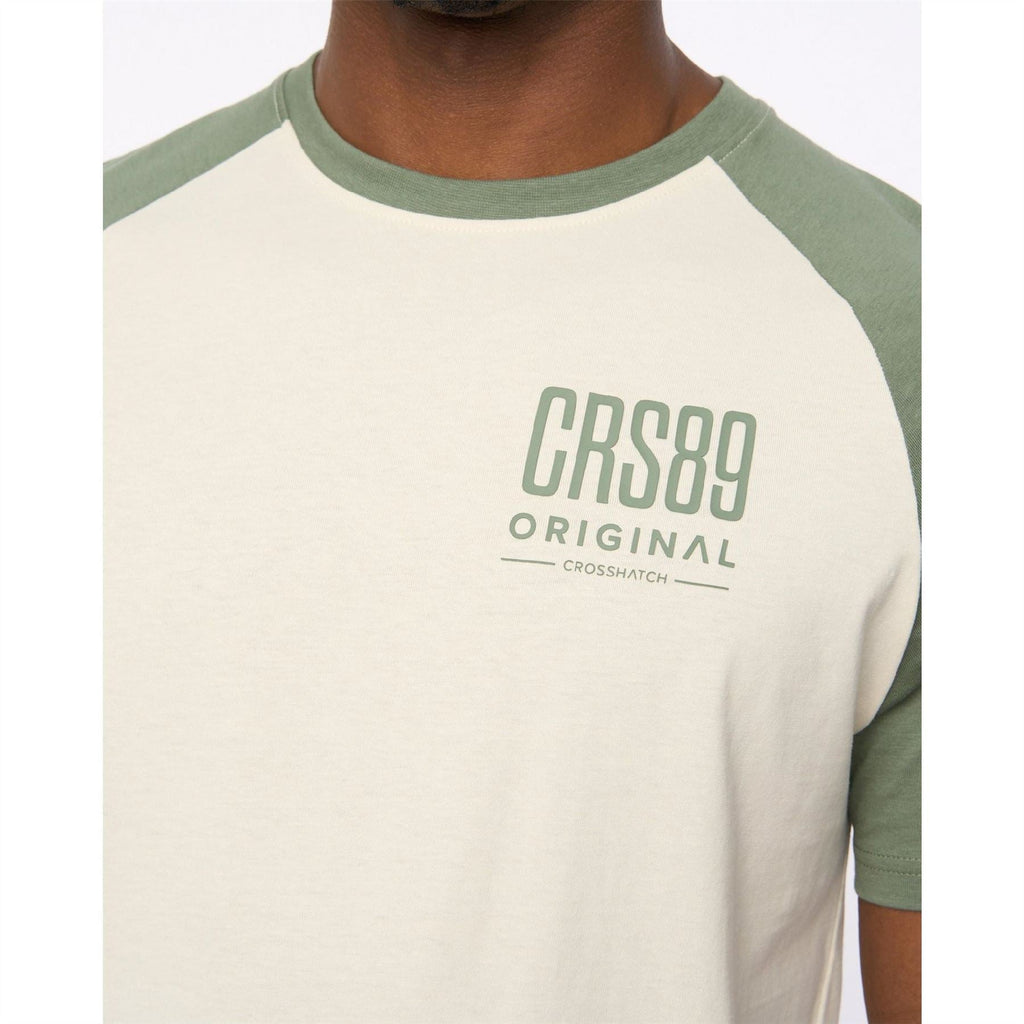 Crosshatch Bretsby Printed Logo Crew Neck Raglan Sleeve Baseball T-Shirt