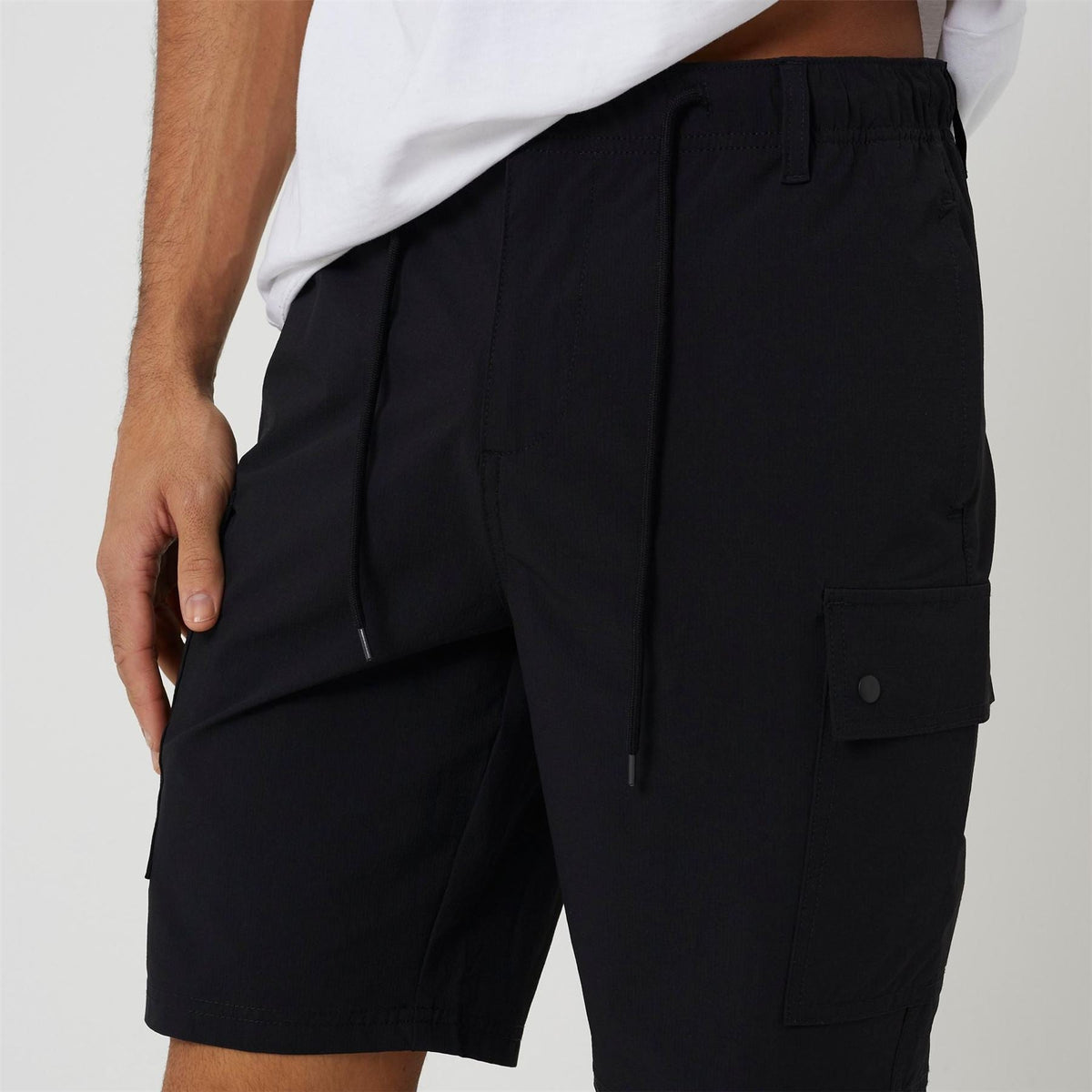 Brave Soul Mens Ripstop Cargo Shorts Black