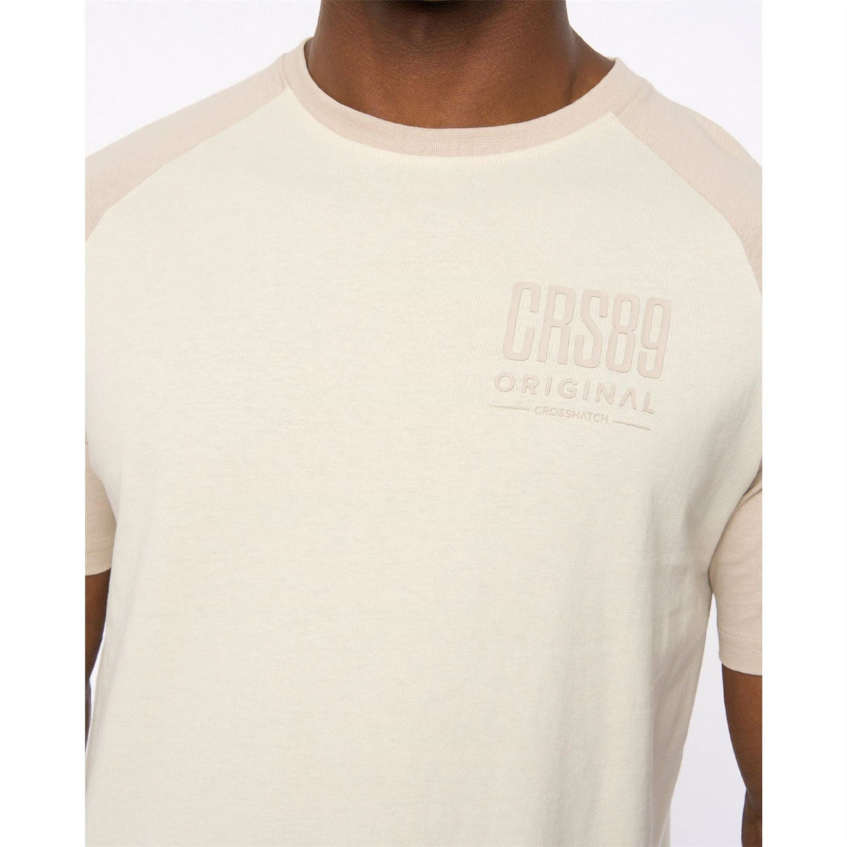 Crosshatch Bretsby Printed Logo Crew Neck Raglan Sleeve Baseball T-Shirt