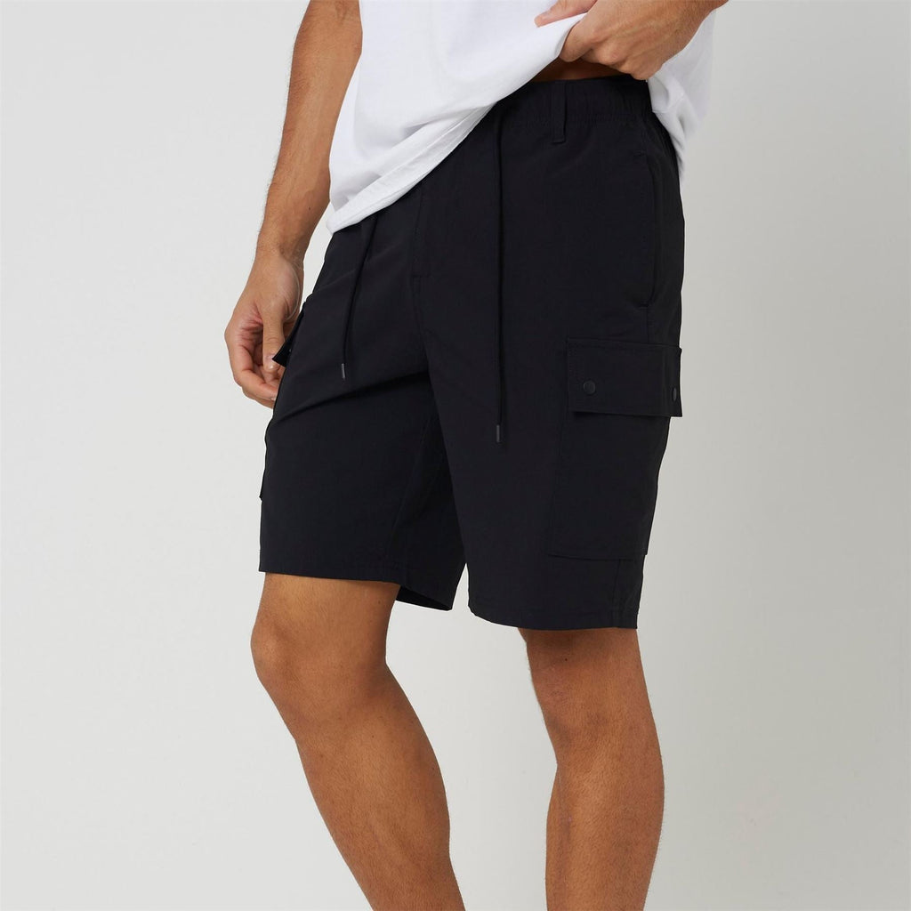 Brave Soul Mens Ripstop Cargo Shorts Black