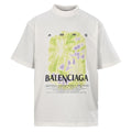 Balenciaga Watercolor Garden Print Mock Neck T-Shirt in White