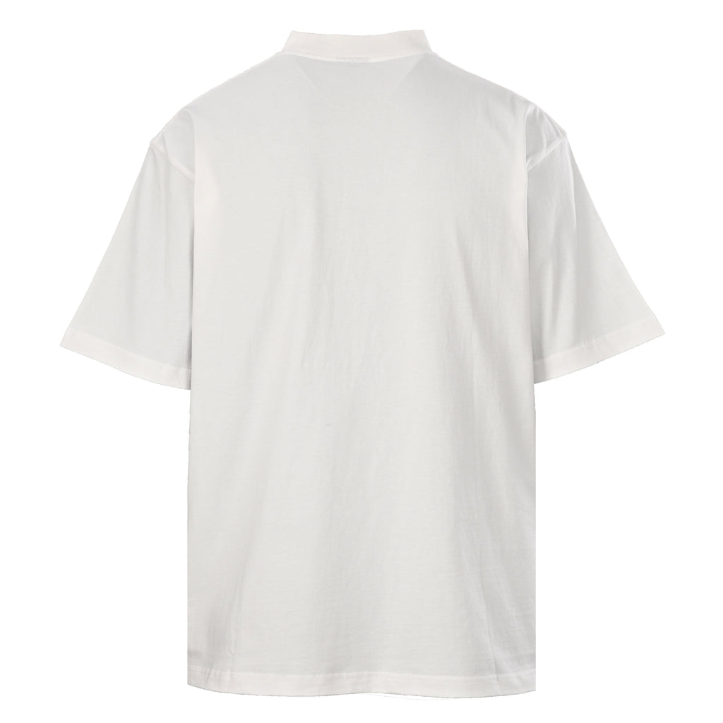 Balenciaga Watercolor Garden Print Mock Neck T-Shirt in White