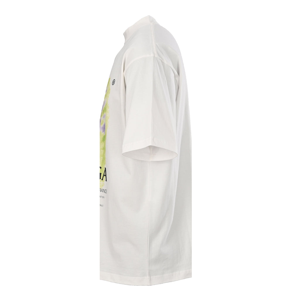 Balenciaga Watercolor Garden Print Mock Neck T-Shirt in White